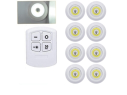 Luz Noturna Cobled Super Brilhante de 5w com Controle Remoto Sem Fio e Regulador de Intensidade. MDUG (conjunto de 8 Luzes Frias)