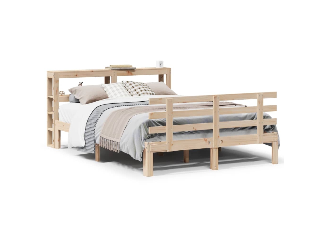 Estrutura de Cama com Cabeceira Pinho Maciço 160x200 cm MAISON EXCLUSIVE
