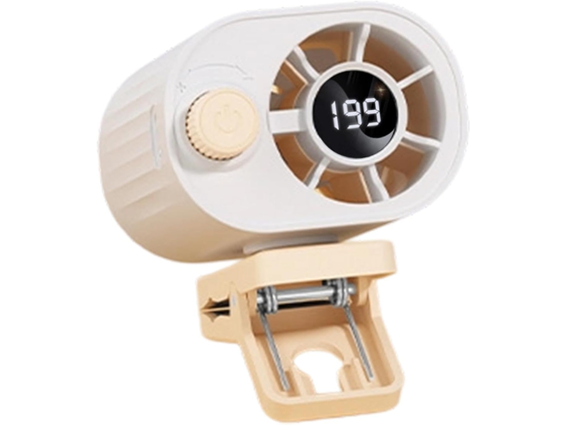 Mini Ventilador De Clipe, Recarregável Via Usb, 1800mah, Com Visor Digital