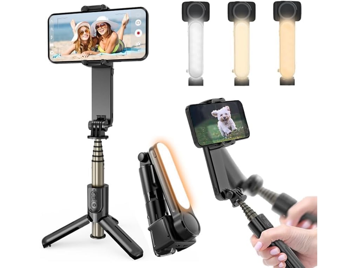 Estabilizador De Smartphone, Com Luz De Preenchimento E Controle Remoto, Bastão De Selfie Para Vídeo De Vlog, Compatível Com Android/ios