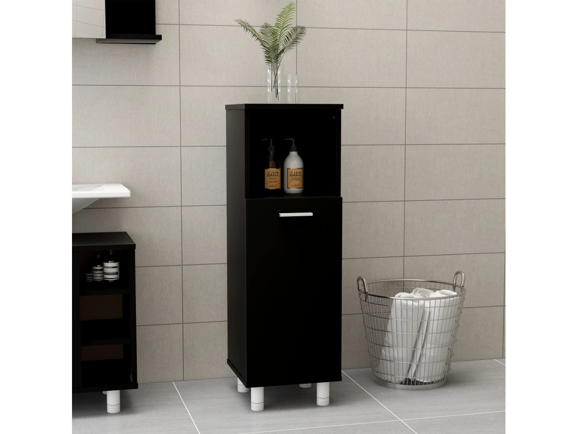 Vidaxl Armário De Casa De Banho Derivados De Madeira Preto