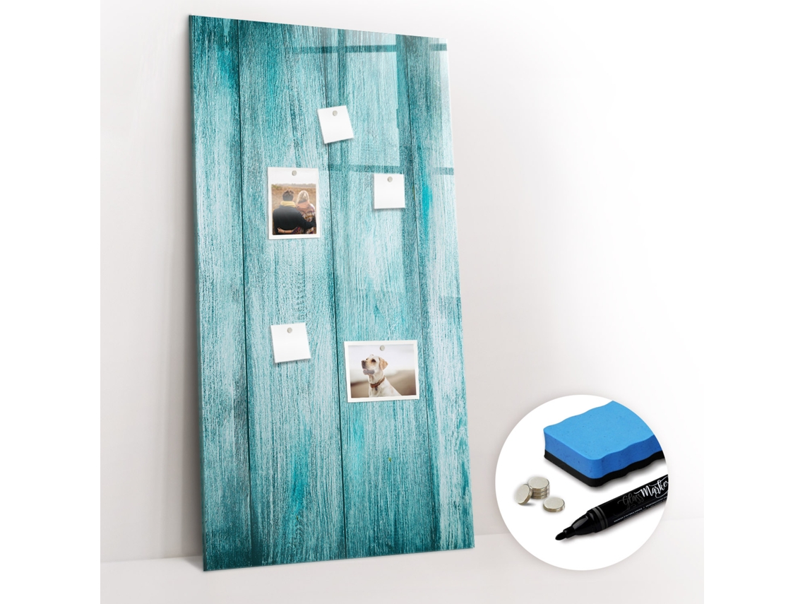 Quadro Magnético Madeira Azul Para O Escritório Espelharte (60x120 Cm)