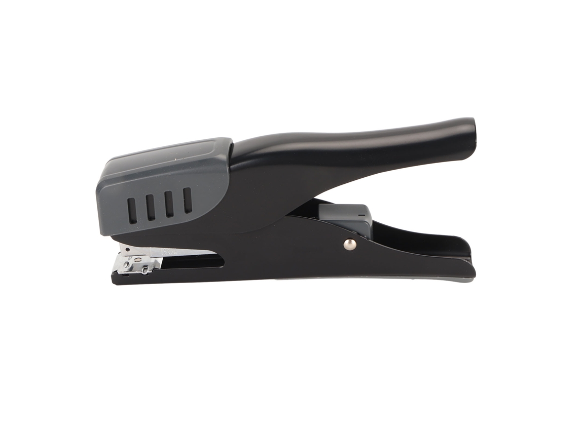 Grapadora De Escritório Ergonômica De Metal Para Mesa 20 Folhas Com Base Antiderrapante Preta