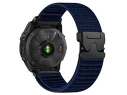 Bracelete Para Garmin (22mm) - Nylon Trançado - Padrão De Montanha - Fivela De Paraquedas - Ponteiras De Metal Azul Celeste