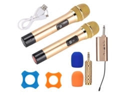 Aetheria microfone Sem Fio Uhf Portátil 1 2 Mãos Hd com Receptor Bluetooth Mini Ouro