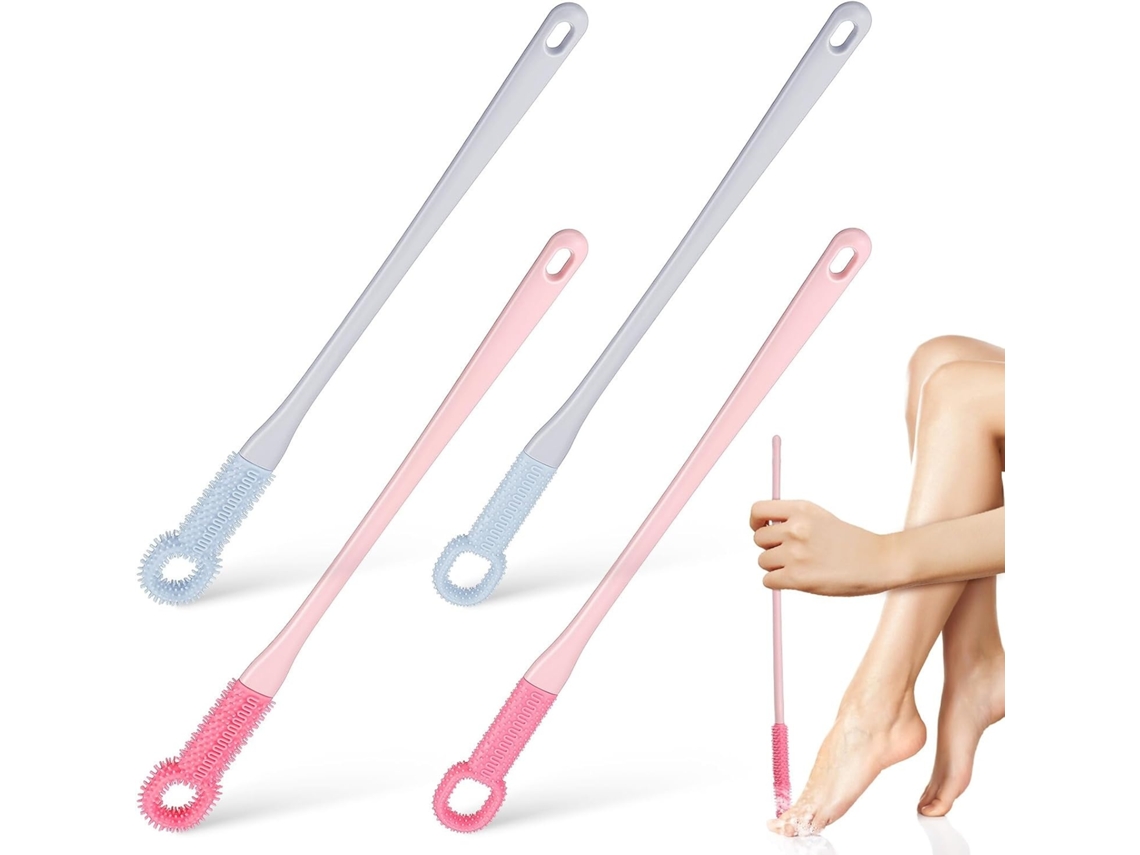 Lurelia Kit De 4 Escovas De Silicone Para Banho De Cuidado Corporal, Cabo Longo, Pega Ergonómica E Massagem Suave
