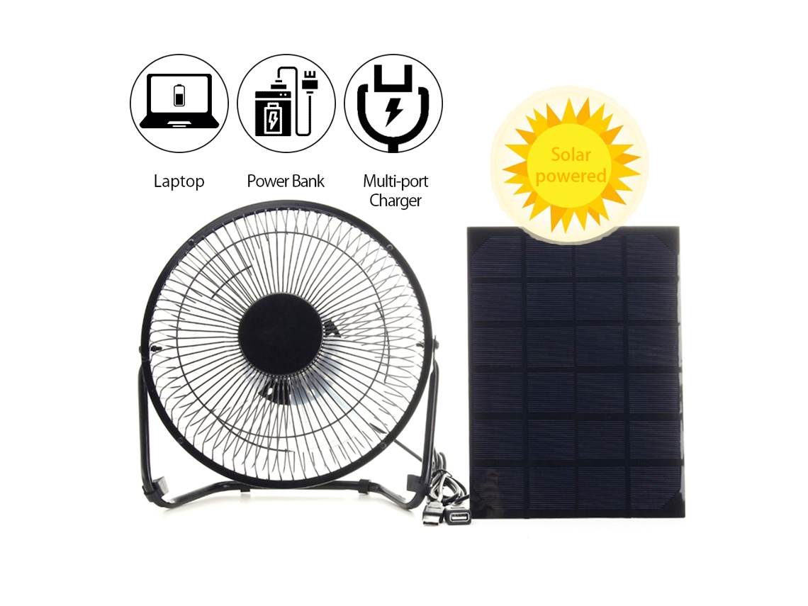 Ventilador Solar Usb 5.5w para Casa Escritório Exterior Viagem Pesca