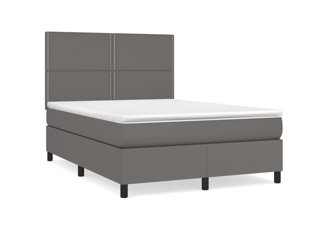 Cama com Molas Couro Artificial Cinzento MAISON EXCLUSIVE 140x200 cm