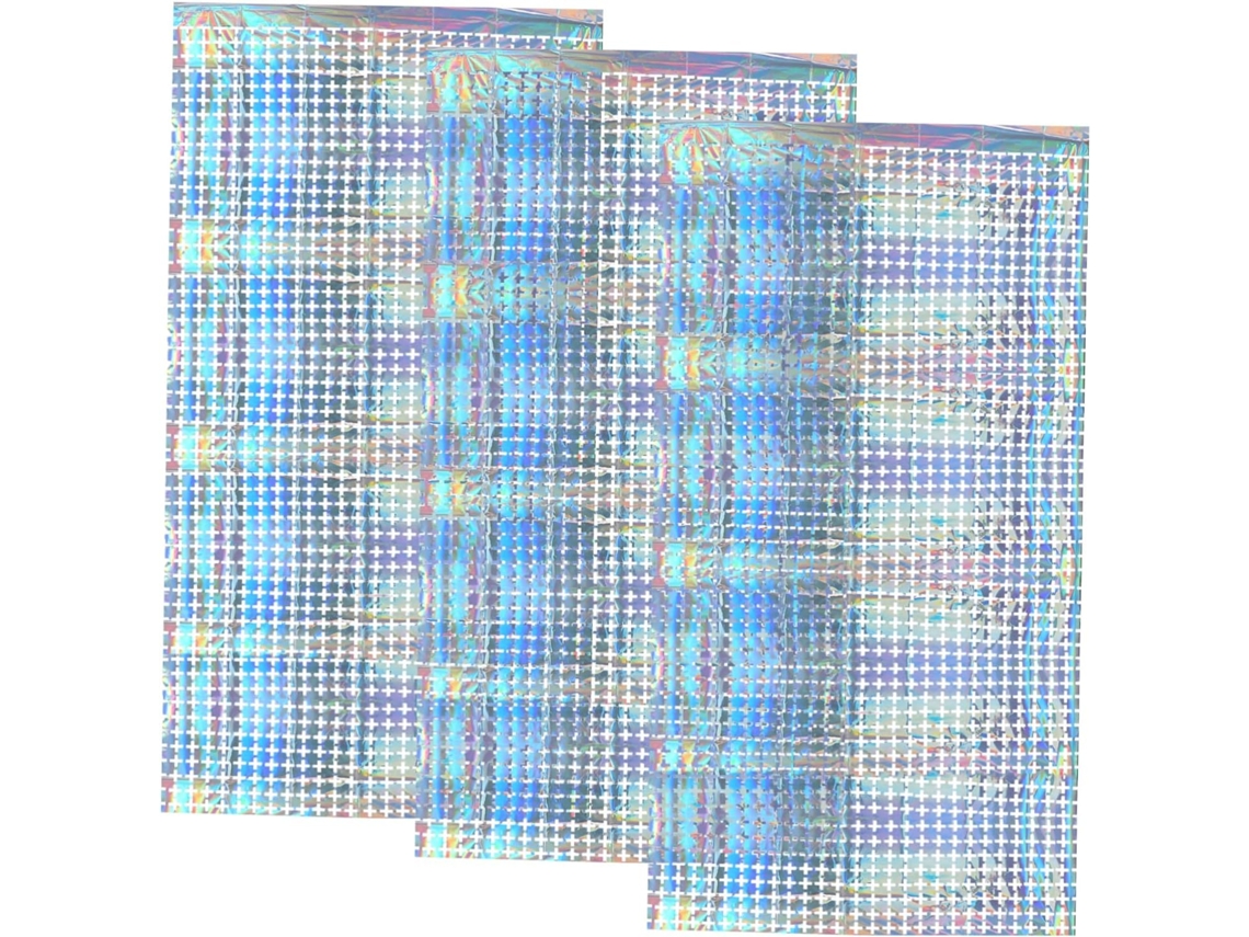 Conjunto de 3 Peças de Decoração Holográfica para Festa com Cortina Iridescente para Fundo Fotográfico. SFUSHOS