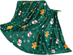 Manta de Natal Syjym com Estampa Biscoito Gengibre em Fleece Macio e Quentinho para o Inverno, Macio, Quente,