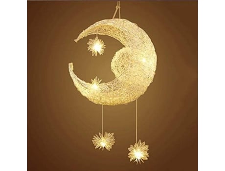 Luz De Teto Led Industrial Em Alumínio Para Quarto De Criança, Modelo Lua E Estrelas, Luz Suspensa Nernnernv (branco Quente)