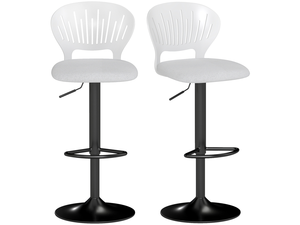 Conjunto de 2 bancos altos giratórios em altura regulável 84-105 cm 40,5x43x84 branco S/MARCA