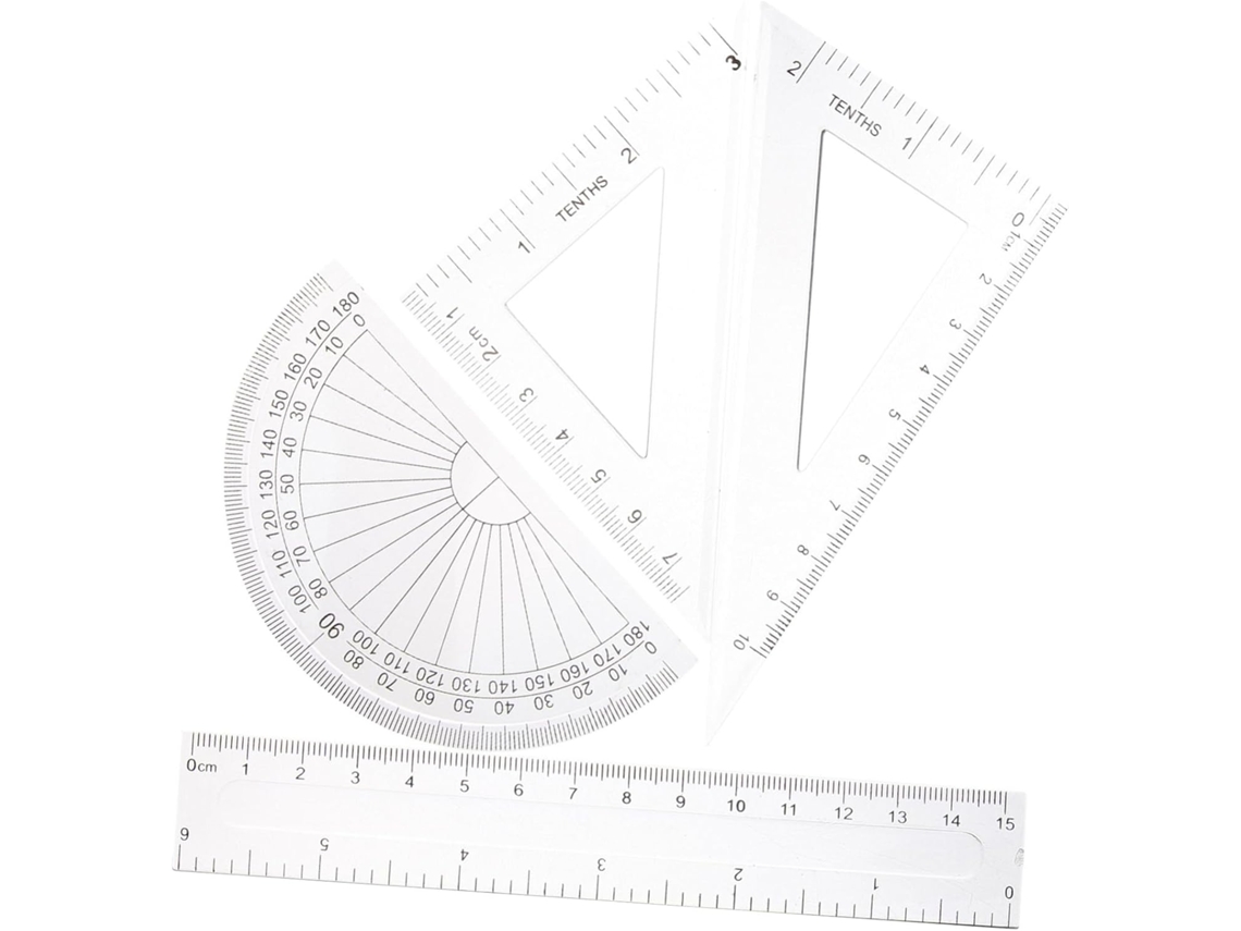Conjunto Com 4 Réguas De Desenho Transparentes Plástico, Régua,