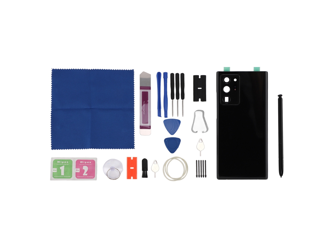 Mali capinha de Vidro Traseira com Caneta Stylus e Ferramentas para Samsung Galaxy Note 20 Ultra Preto