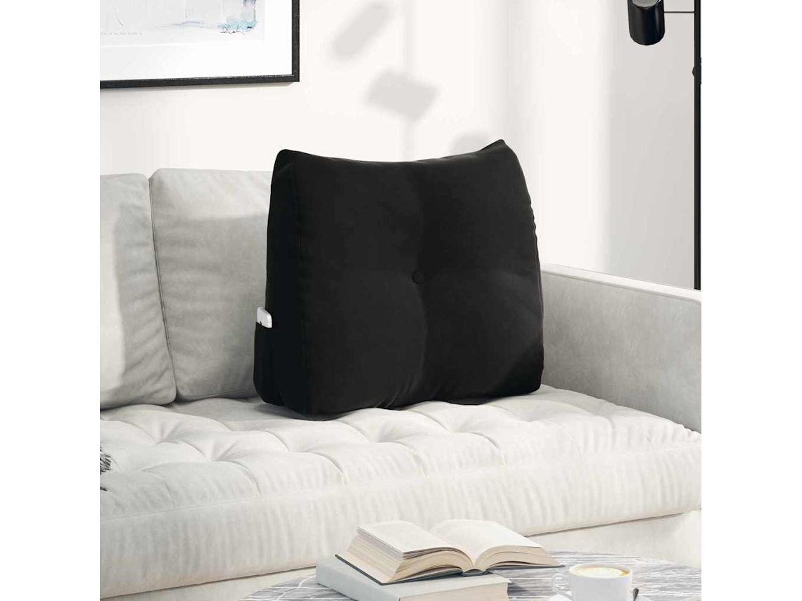 Vidaxl Travesseiro Para Costas Preto 60 X 24 X 50 Cm Veludo