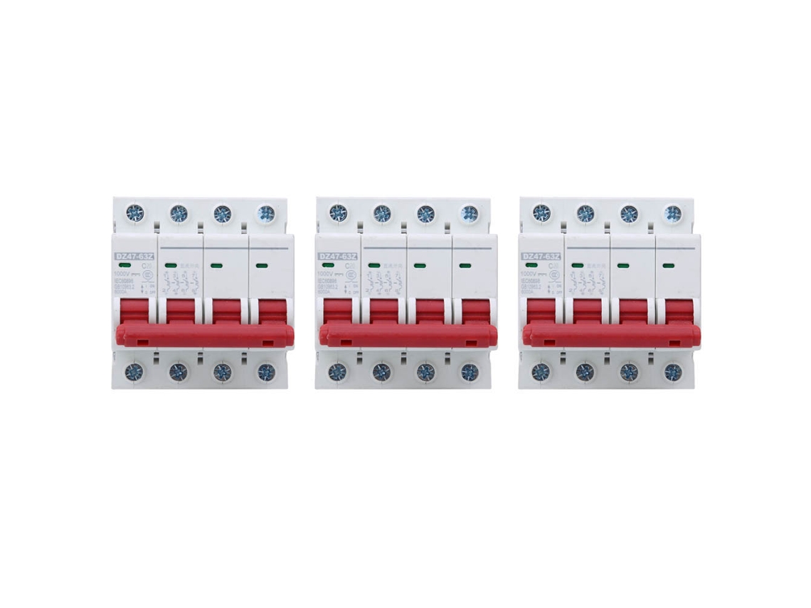 3 Peças Interruptor de Circuito MCb DZ47 63Z DC1000V 4p 20A Proteção Solar S/MARCA