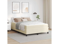 Vidaxl Estrutura Da Cama Com Colchão Creme 140 X 190 Cm Tecido