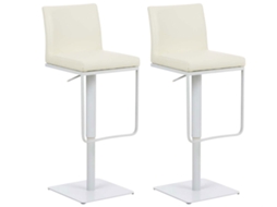 Conjunto de 2 bancos de bar em pele Panamá creme/branco CLP