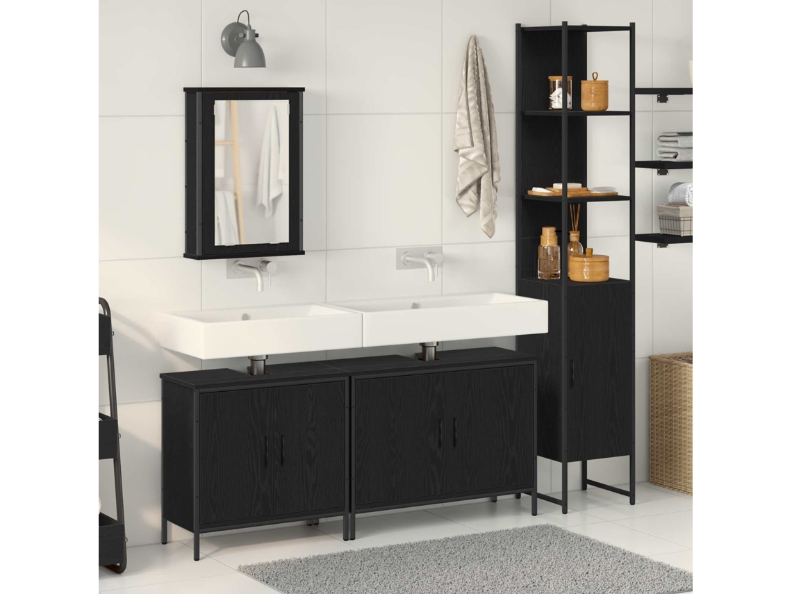 Vidaxl Conjunto De Móveis Para Banheiro 4 Unid. Preto