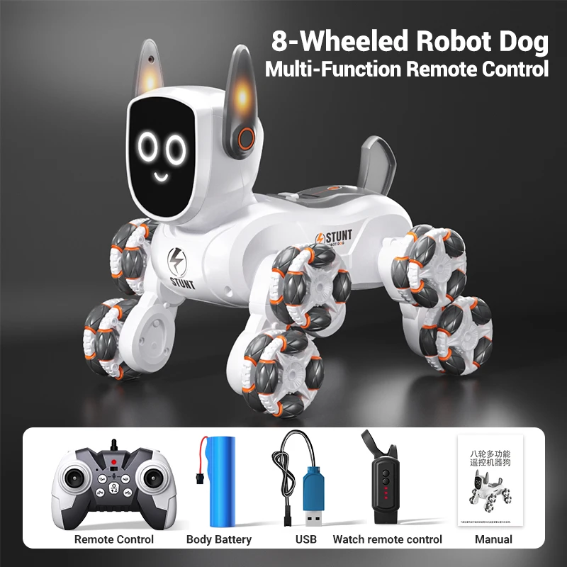 Brinquedo Mecânico Para Cães Com Controle Remoto Inteligente De Oito Rodas 2.4g, Capaz De Escalar E Se Transformar.