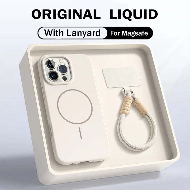 (iphone 12 Branco-creme) Capa Protetora Magnética, Feita De Silicone Líquido.