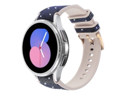 Pulseira Híbrida De Silicone Com Glitter E Couro Para Samsung Galaxy Watch 7 40/44mm