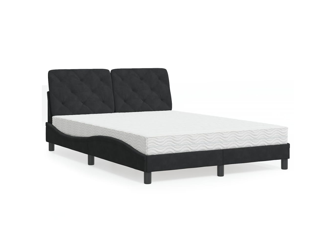Vidaxl Cama Com Colchão 120x200 Cm Veludo Preto