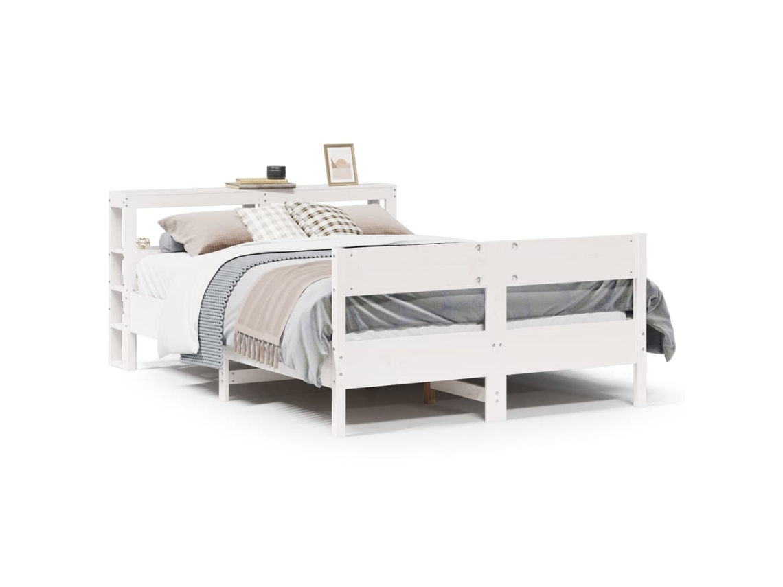Cama Sem Colchão 160x200 cm Madeira de Pinho Maciça Branco MAISON EXCLUSIVE