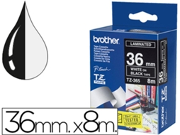 Fita Brother Tz 365 Laminada Preto Branco 36mmx8M