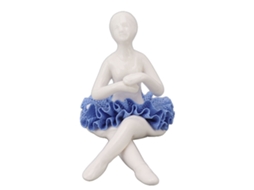 Estátua Bailarina LAXISCREED Porcelana Azul Decoração Mesa
