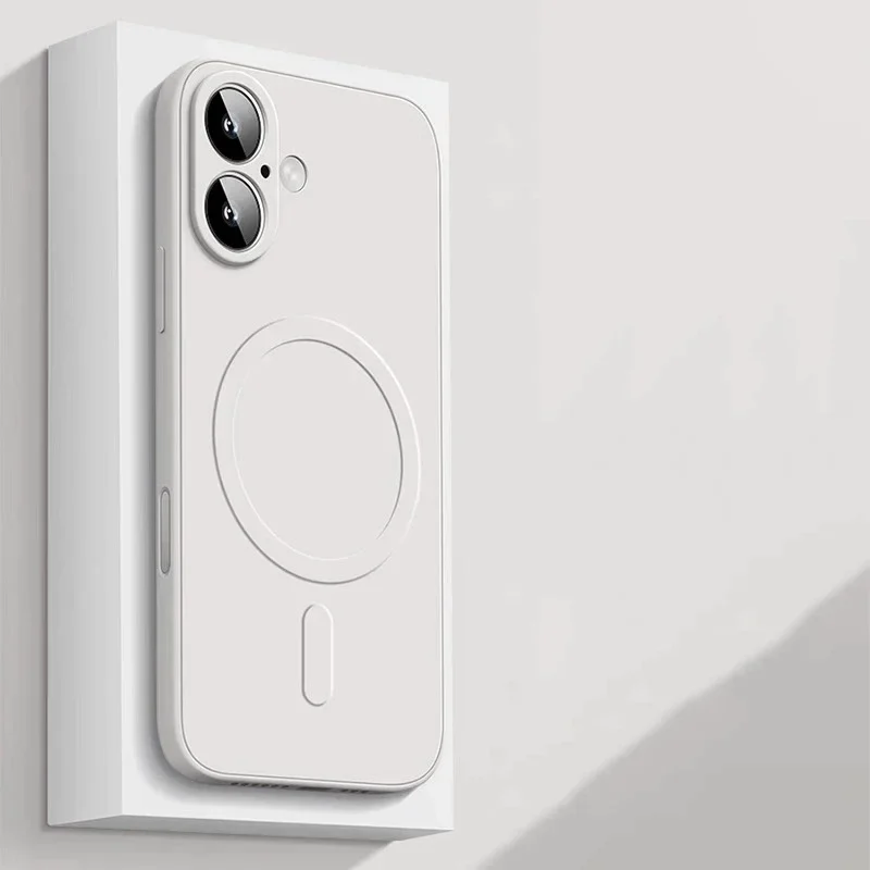 Capa Protetora De Silicone Líquido (para Iphone 16 Pro Max Branco), Compatível Com Carregamento Sem Fio E Resistente A Impactos.