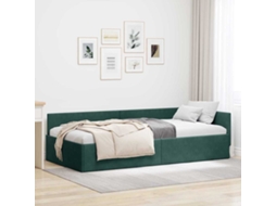 Vidaxl Estrutura De Cama De Canto Verde Escuro 80 Cm X 200 Cm Veludo