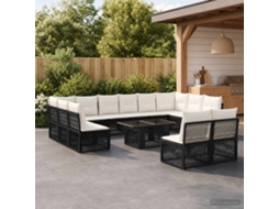 Vidaxl Conjunto De Sofá De Jardim 13 Unid. Preto Vime Pe