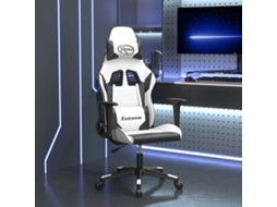 Vidaxl Cadeira Gaming Massagens Couro Artificial Branco E Preto