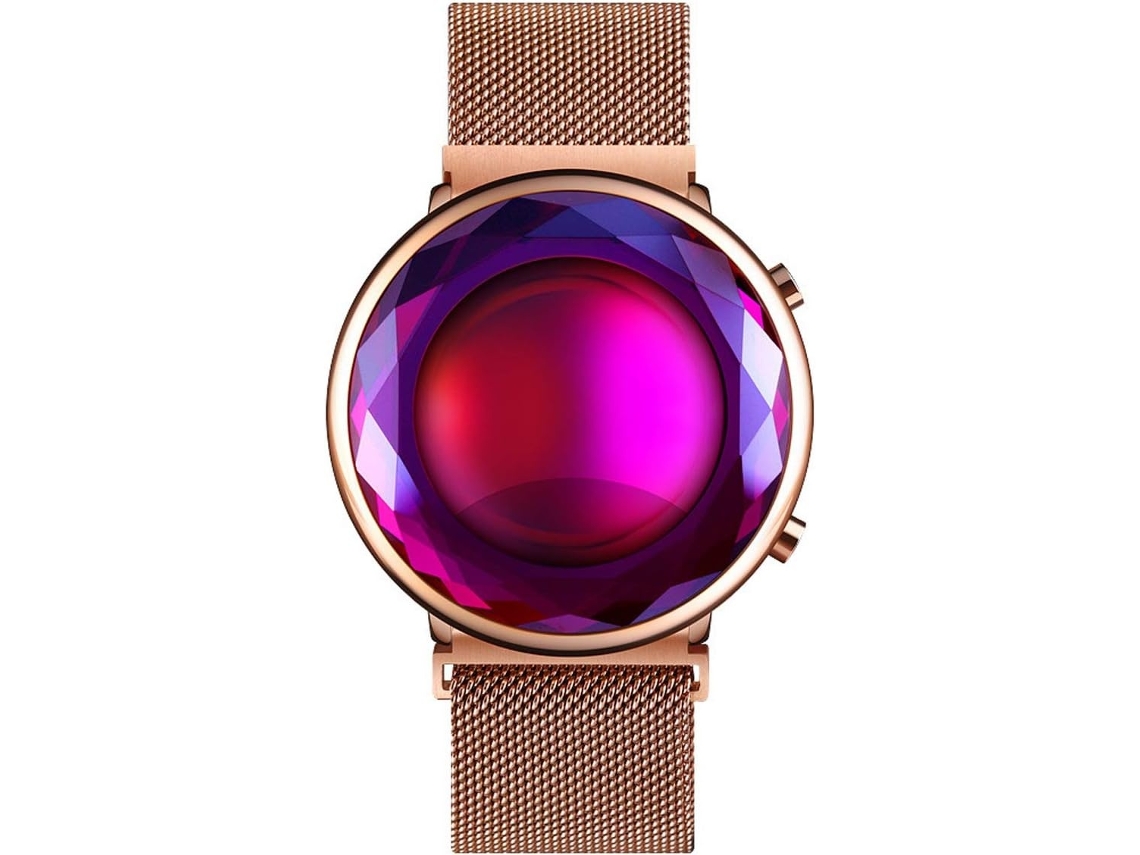 Lurelia Relógio Digital Feminino, Visor Digital, Led, Aço Inoxidável, Couro, Roxo
