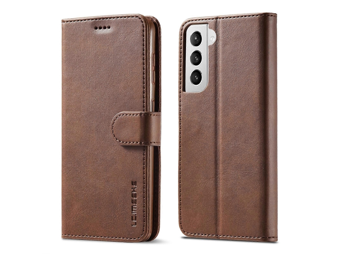 Capa De Couro Com Textura De Bezerro Horizontal Imeeke Para Samsung Galaxy S21 5g Lc. Com Compartimentos Para Cartões E Carteira