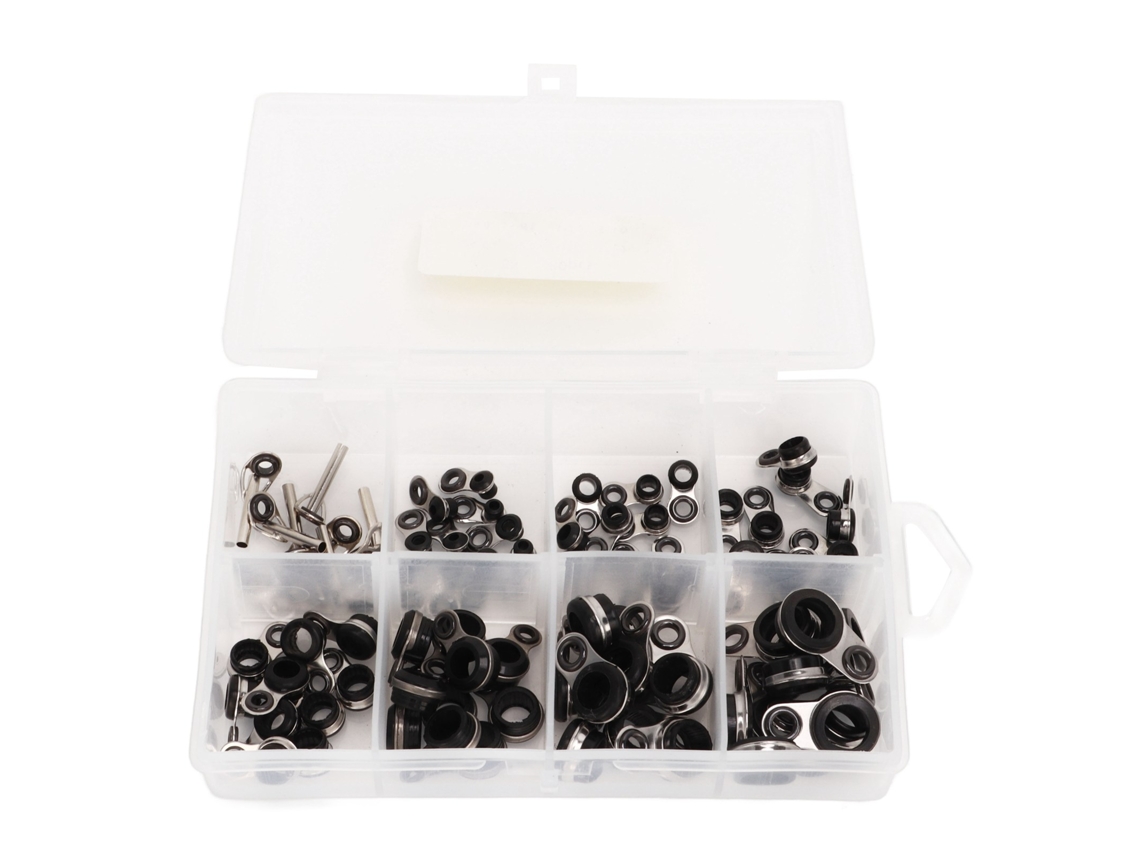 Conjunto 80 Anéis Guia Pesca Aço Inox Cerâmica 8 Tamanhos