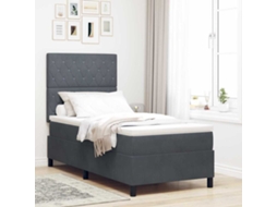 Vidaxl Cama Box Com Colchão Cinza Escuro 90 X 190 Cm Veludo