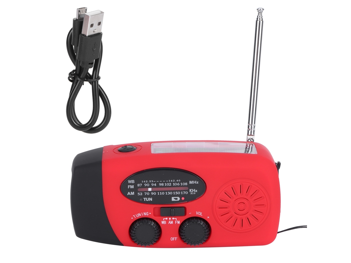 Aetheria rádio Qqt088 de Emergência Multifuncional Solar com Manivela e Lanterna Fm/am Abs