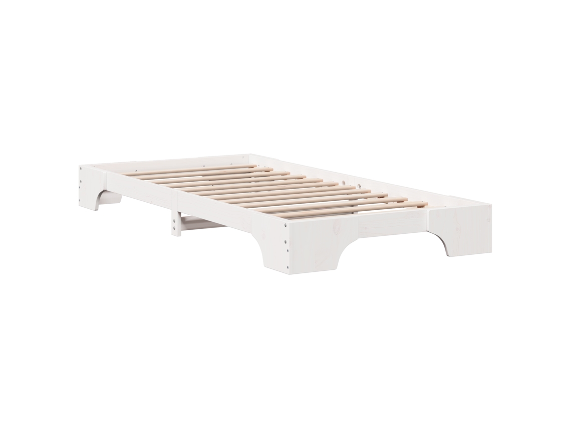 Conjunto 1 Estrutura Da Cama Vidaxl Branco Madeira De Pinho Maciça (80 X 200 Cm)