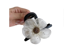 Presilha de Cabelo Feminina 2026 com Desenho Floral de Tule Suave com Couro Cabeludo para Meia Cauda Duradoura