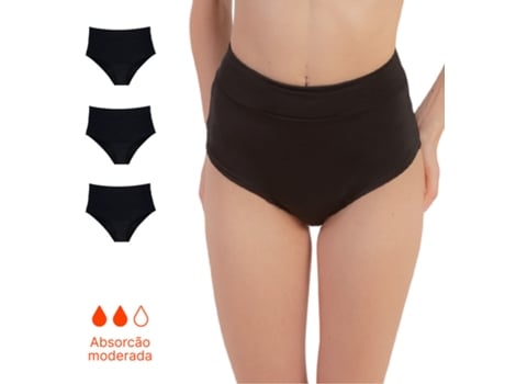 Pacote De 3 Biquíni Menstrual De Cintura Subida Para Adolescentes Fluxo Normal Ecowoman