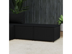 Vidaxl Apoios De Pés Para Jardim Com Almofadões 2 Pcs Vime Pe Preto