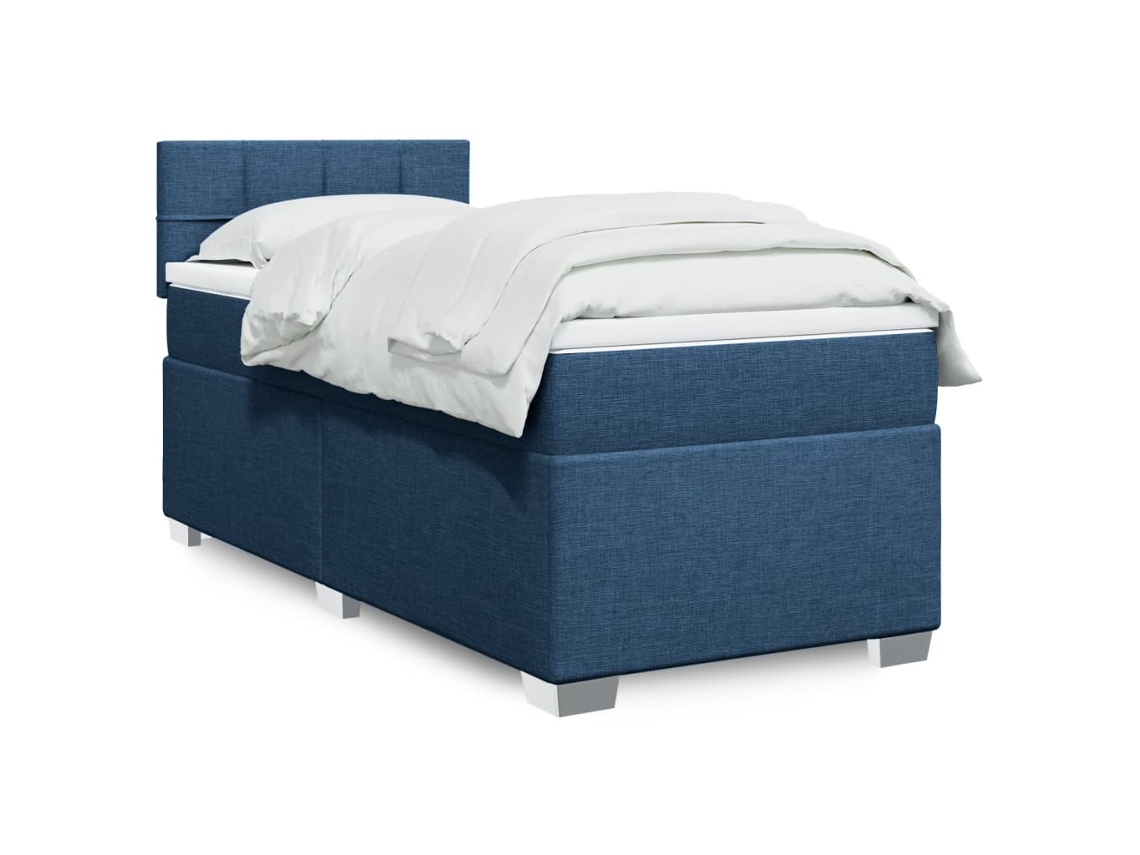 Vidaxl Cama Com Molas/colchão 80x200 Cm Tecido Azul