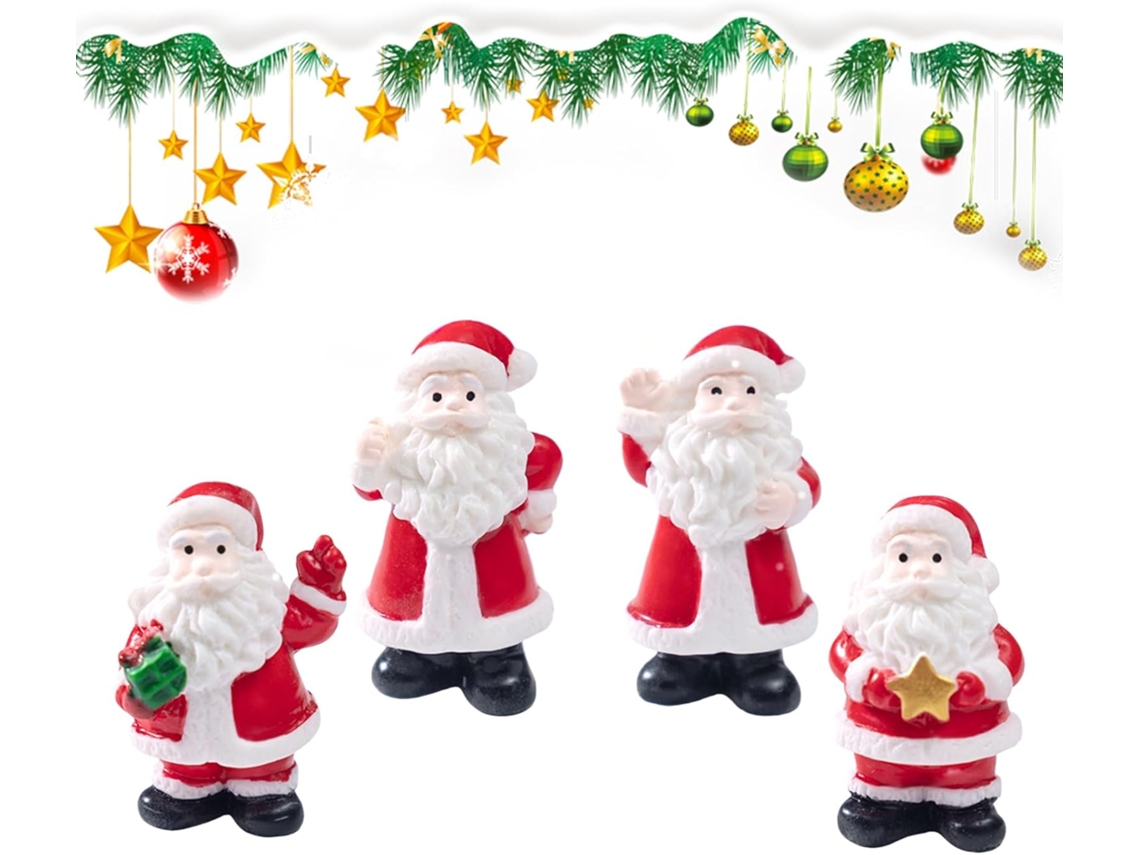 Miniaturas Natal Escultura Papai Decoração Resina Jardim Quintal Varanda Noel Mesa Mini Ano Novo Lago Casa GOKOCO