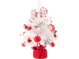 Árvore De Natal Elegante Para Festas Em Ambientes Internos, Com Design Vermelho E Branco, Com Luzes De Led