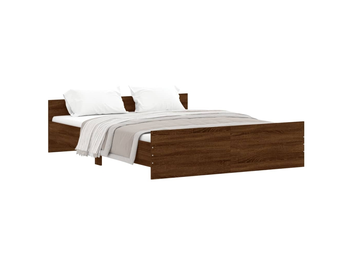 Bed Frame, Bed Frames Vidaxl Marrom Madeira Processada (140 X 200 Cm)