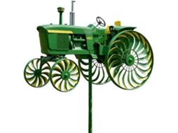 Moinho de Vento Metálico, Escultura Eólica em Movimento, Arte para Uso Externo, com Rodas Giratórias, para Jardim CHABERLU