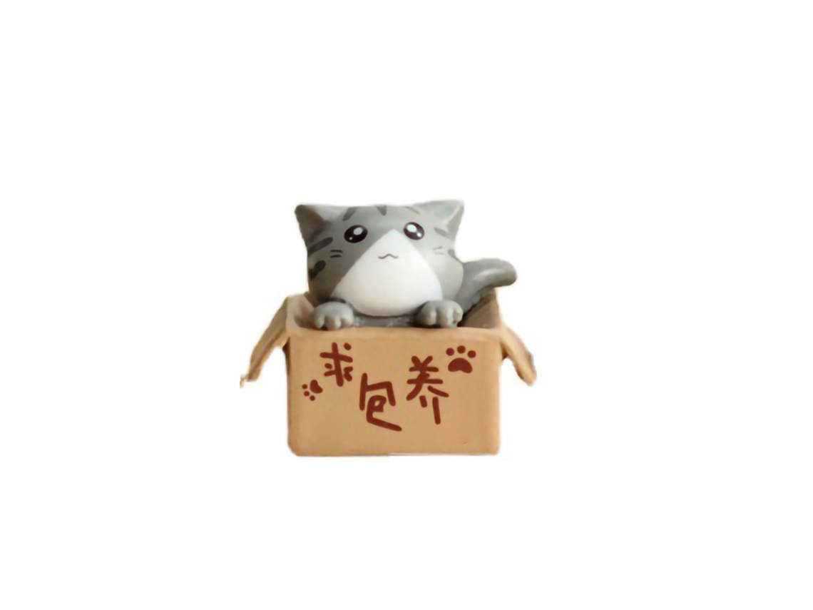 Estátua Pequena De Gato Box Cinza Para Decoração