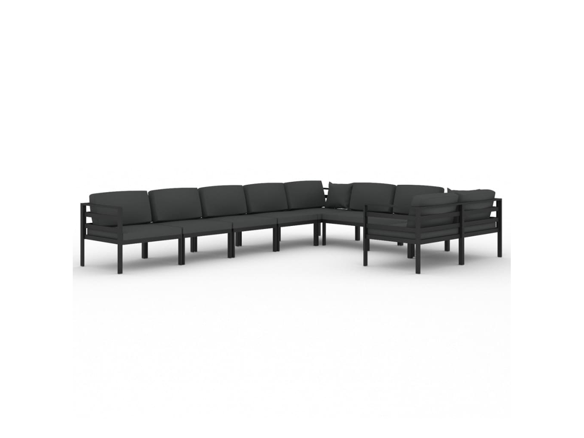 Conjunto de 9 espreguiçadeiras de jardim com almofadas em alumínio antracite MAISON EXCLUSIVE